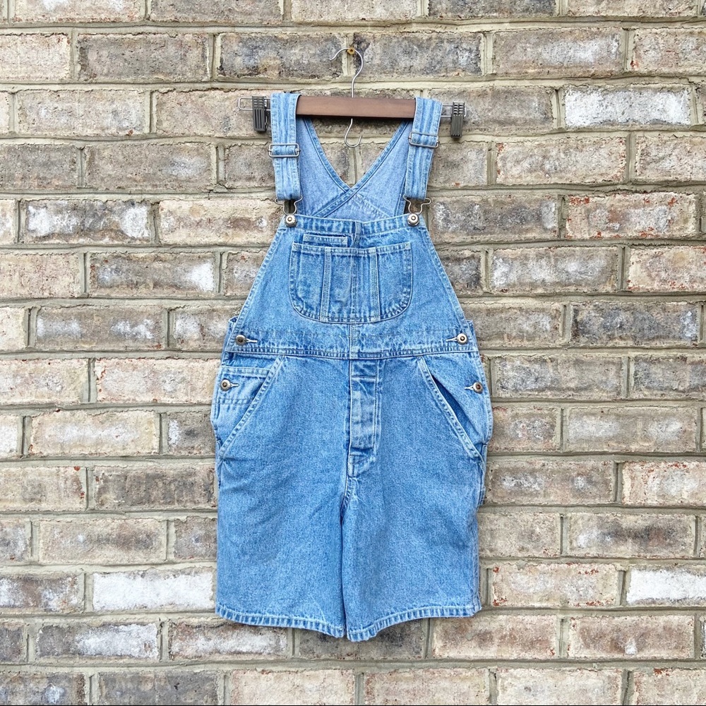 Gap Vintage 1990s Light Wash Denim Short Overalls Size Small